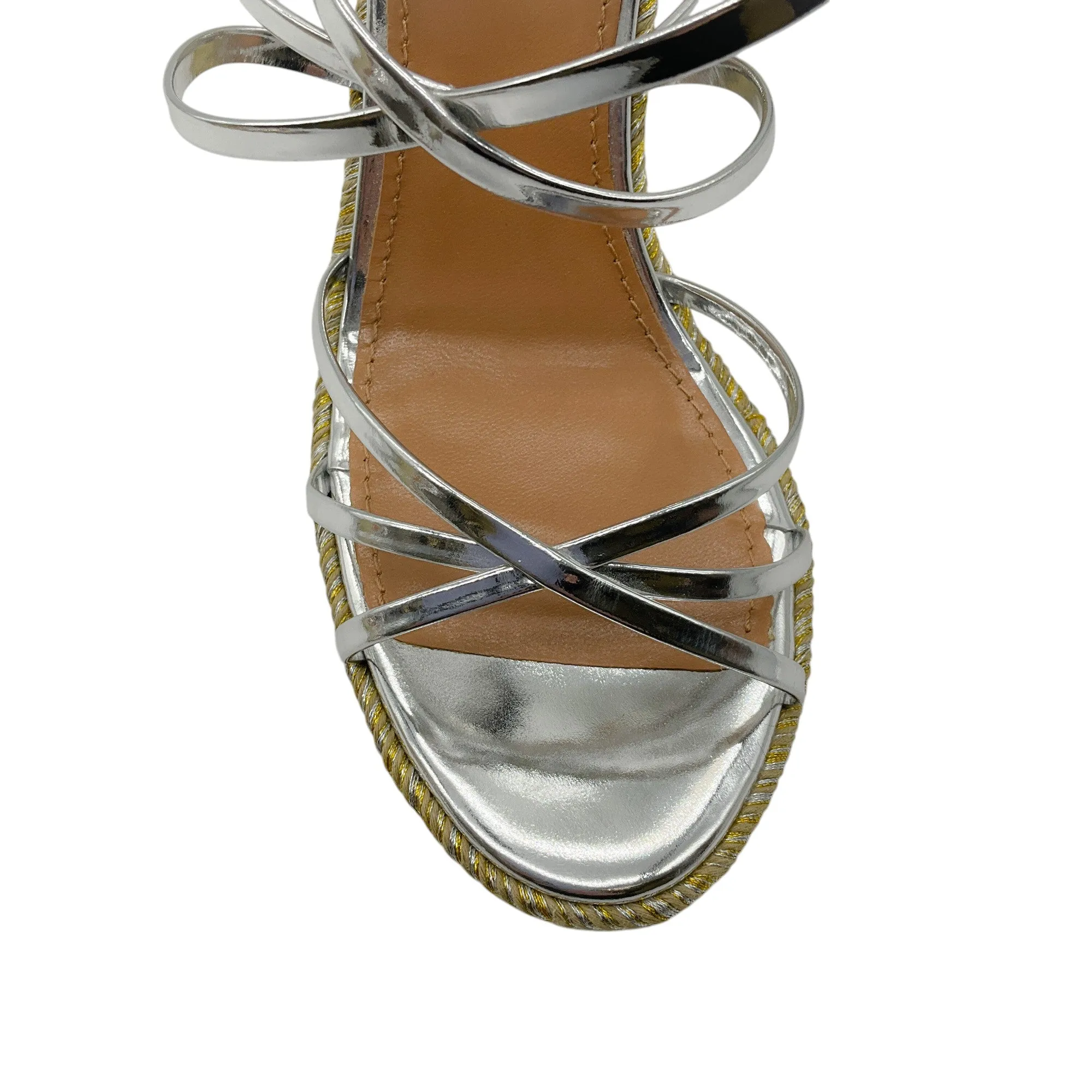 Aquazzura Silver / Gold Metallic Espadrille Wedge Sandals