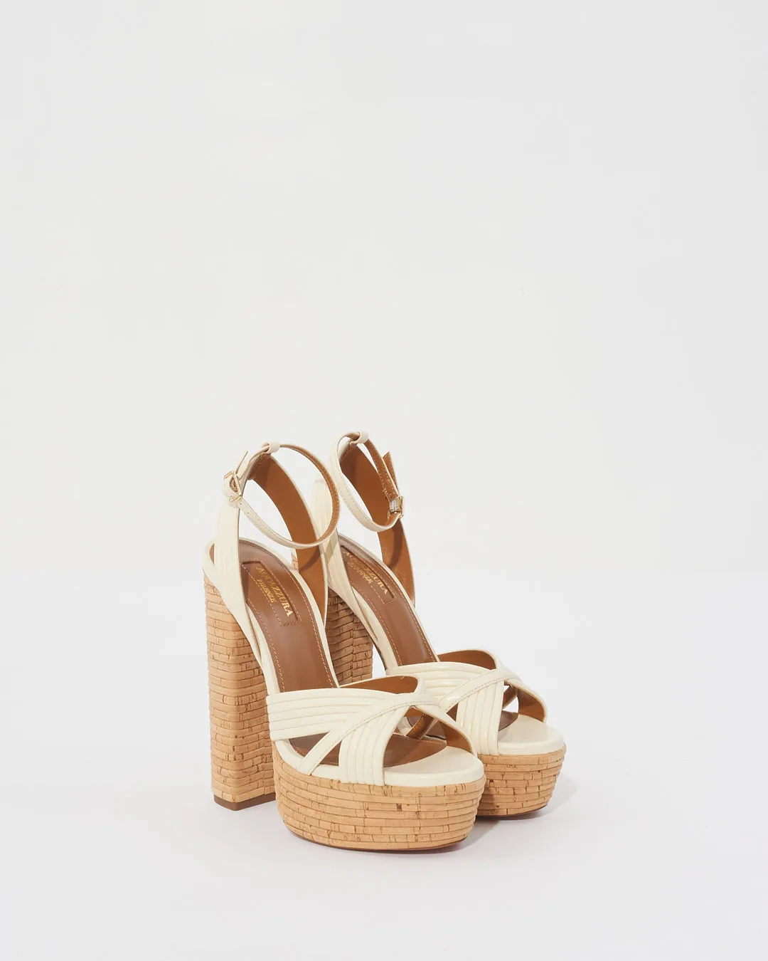 Aquazzura White Leather Platform Sandals - 35