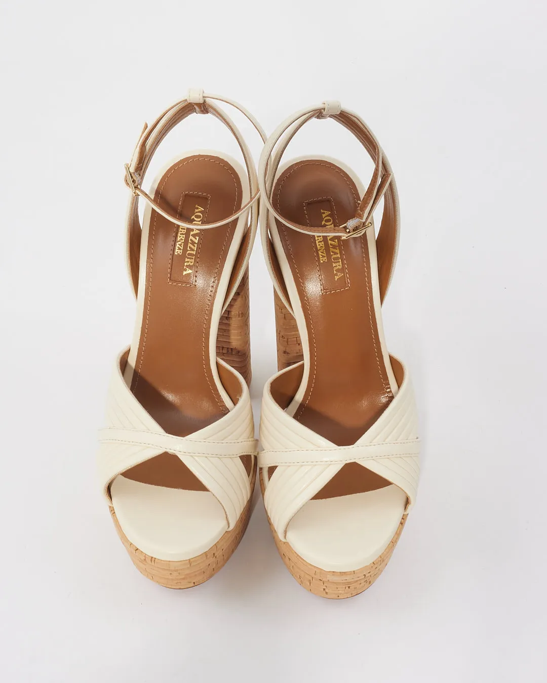 Aquazzura White Leather Platform Sandals - 35