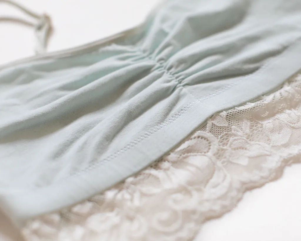 Astrid Bralette with Lace, White/Mist