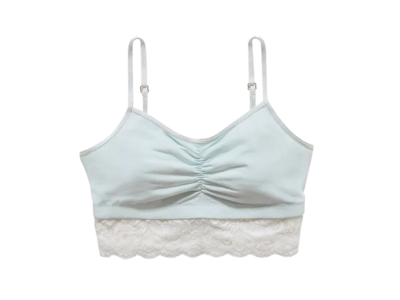 Astrid Bralette with Lace, White/Mist