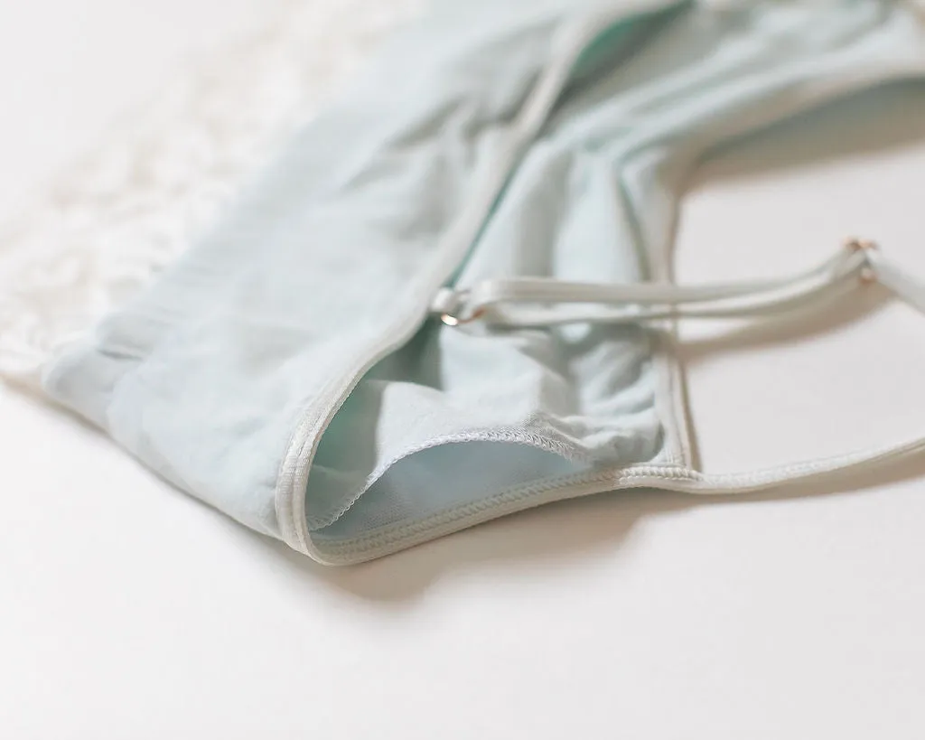 Astrid Bralette with Lace, White/Mist