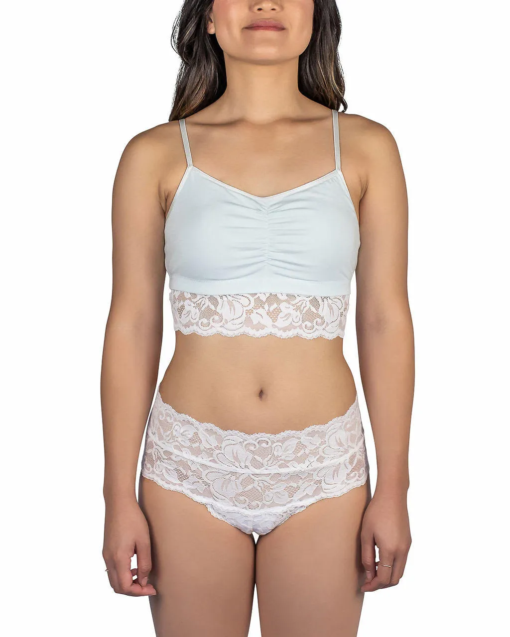 Astrid Bralette with Lace, White/Mist