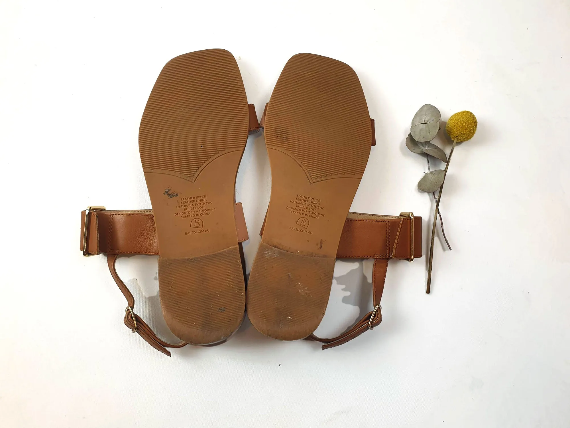 Bared brown leather sandals size 39