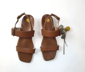 Bared brown leather sandals size 39