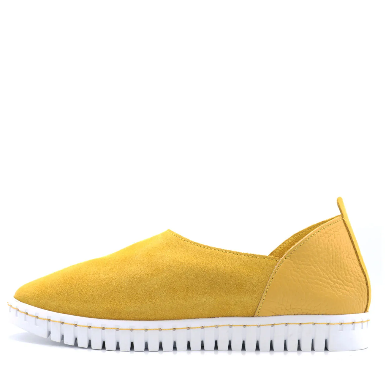 BENDY Womens yellow flat shoes - Italian leather