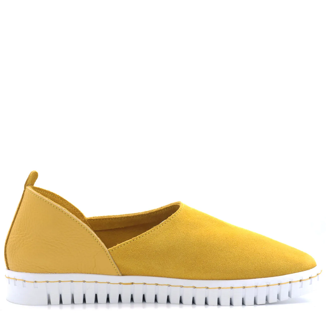 BENDY Womens yellow flat shoes - Italian leather