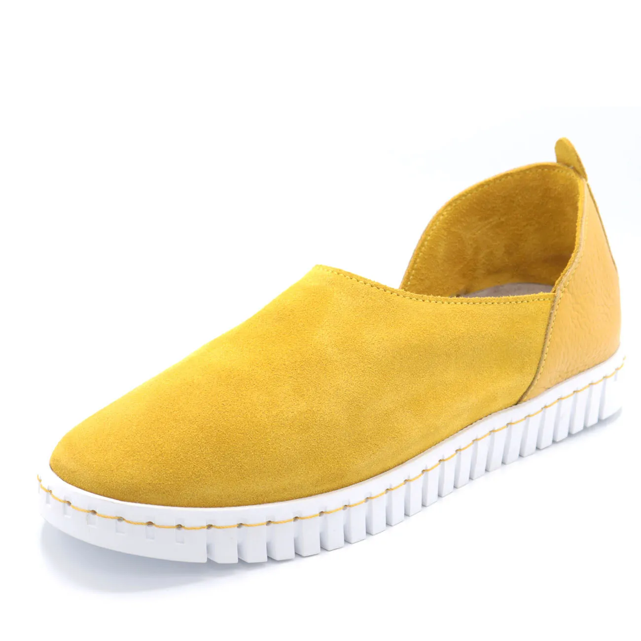 BENDY Womens yellow flat shoes - Italian leather