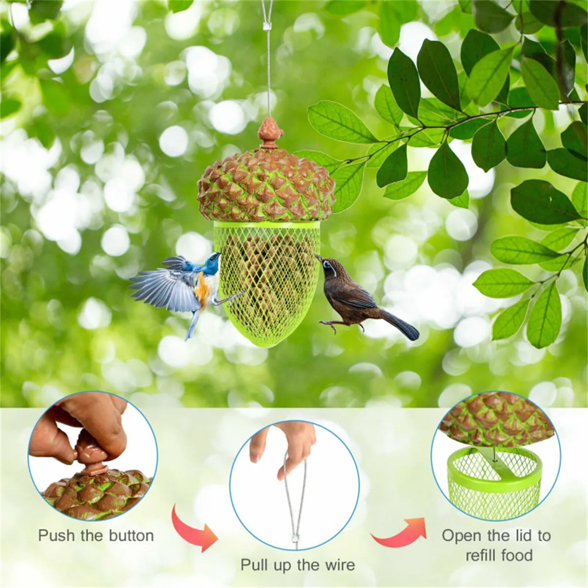 Bird Feeder Outdoor Hanging Food Dispenser