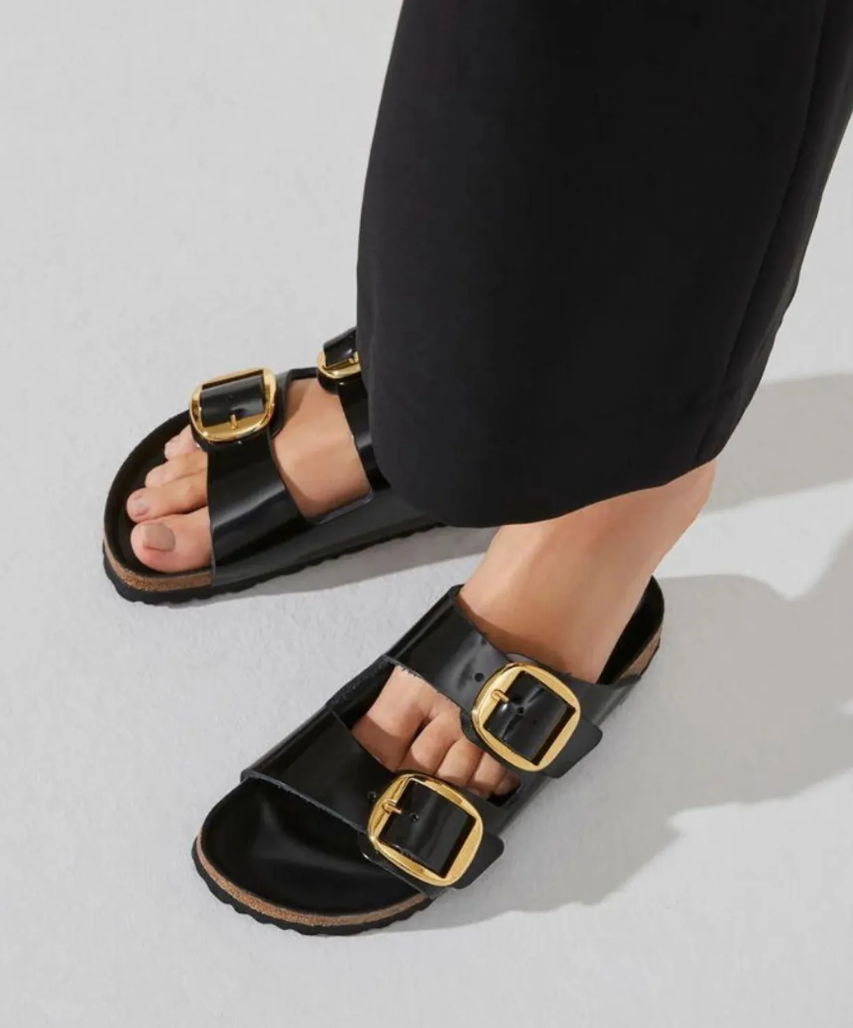 Birkenstock Arizona Big Buckle High Shine Natural/Patent Leather Black Sandals