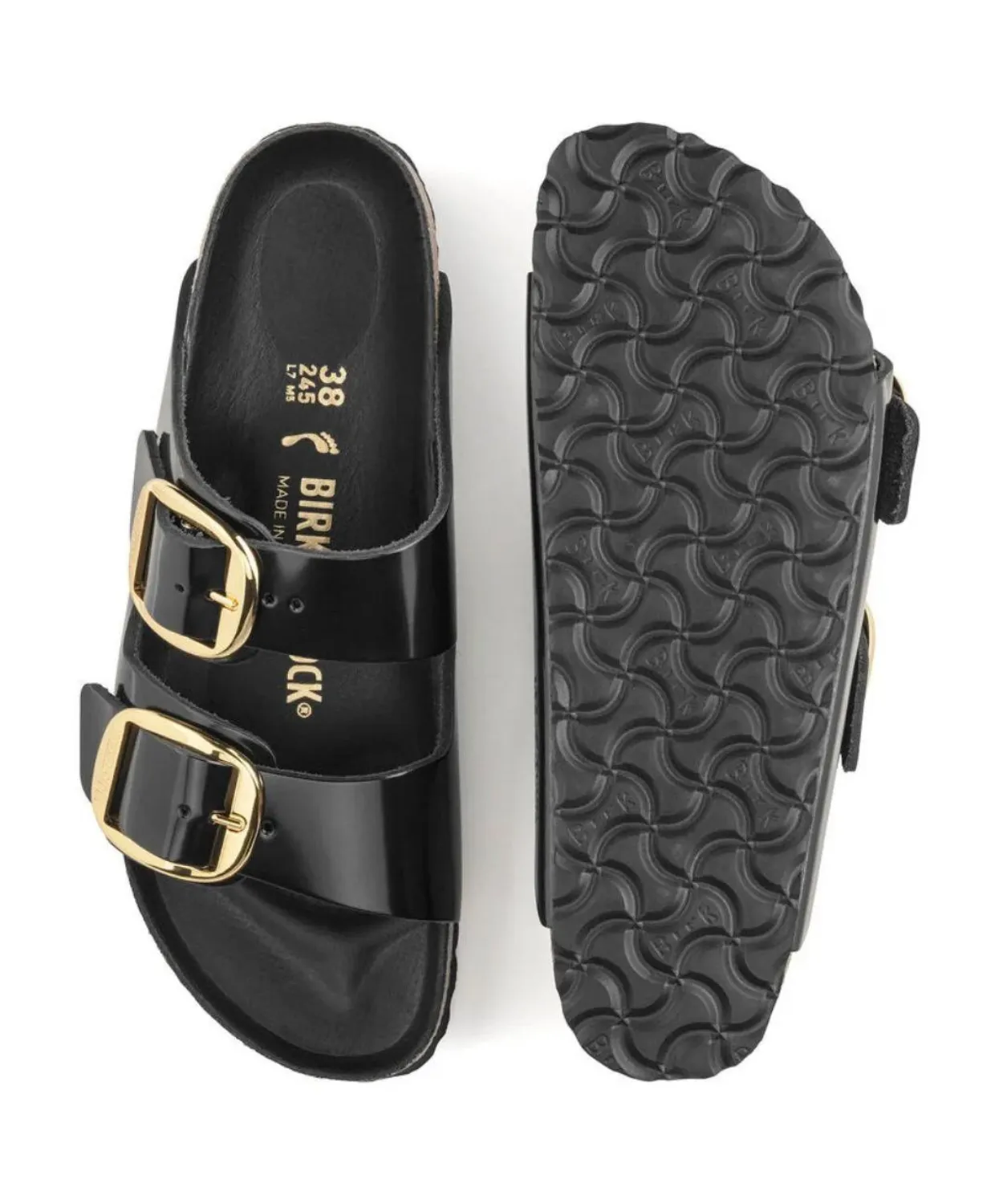 Birkenstock Arizona Big Buckle High Shine Natural/Patent Leather Black Sandals