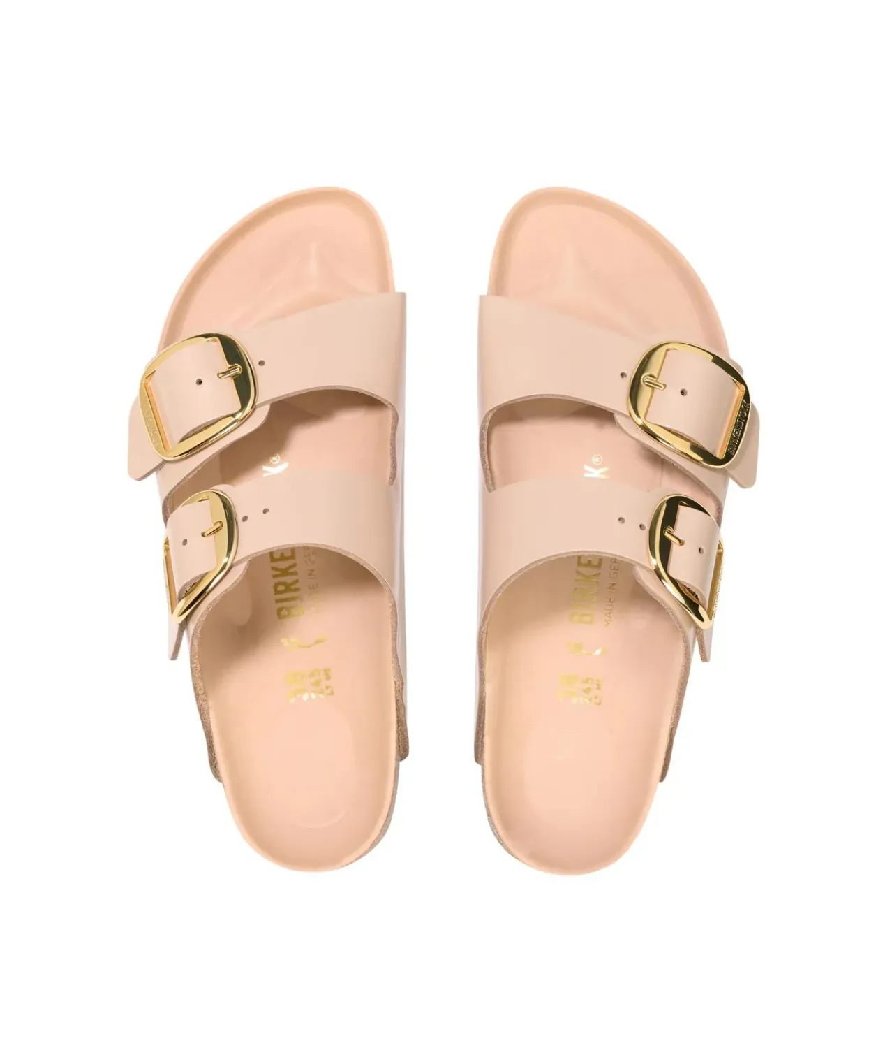 Birkenstock Arizona Big Buckle High Shine Natural/Patent Leather New Beige Sandals