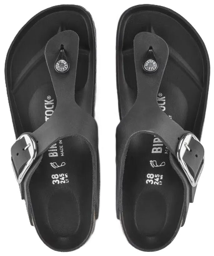 Birkenstock Gizeh Big Buckle Sandals - Black Oiled Leather | Comfortable Cork Footbed