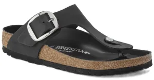 Birkenstock Gizeh Big Buckle Sandals - Black Oiled Leather | Comfortable Cork Footbed