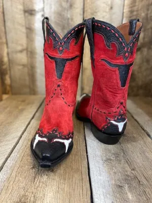 Black & Suede Red Long Horn Tres Outlaws Men's Classic 4257