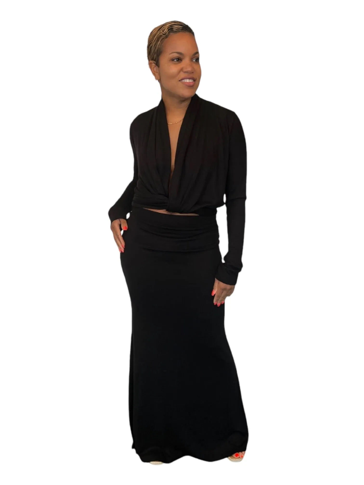 Blair- Black Long Fitted Skirt - TN-153
