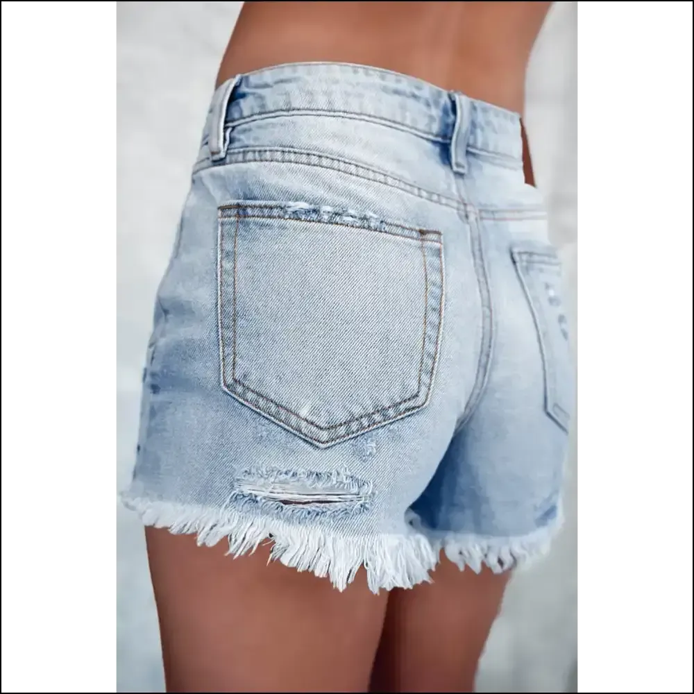 Blue Distressed High Waist Shorts:  Ready to Party? 😎