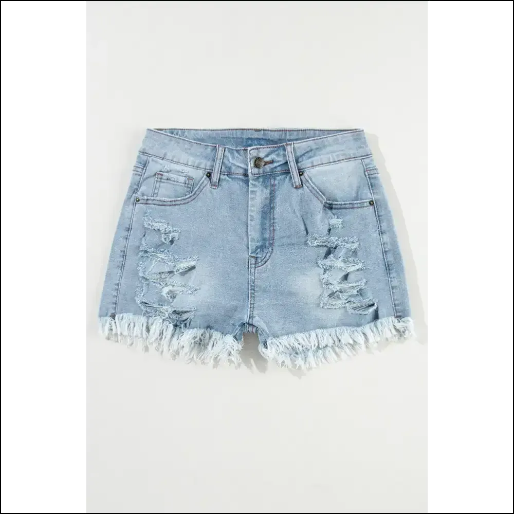 Blue Distressed High Waist Shorts:  Ready to Party? 😎