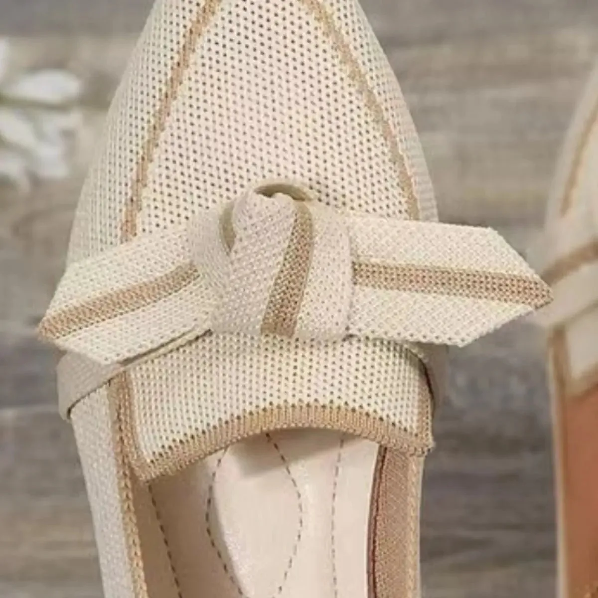 Bow Contrast Trim Point Toe Shoes