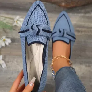 Bow Contrast Trim Point Toe Shoes