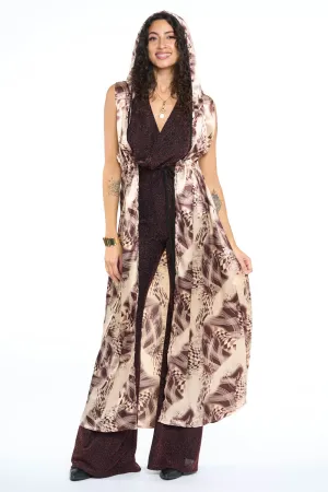 Burgundy Mid-Century Mod Sleeveless Gemini Leisure Robe