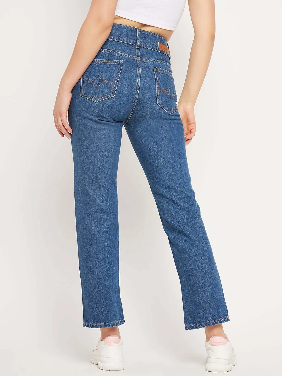 Camla Barcelona Mid Rise Dark Blue Straight Fit Jeans