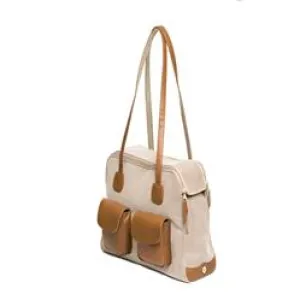 Canine Styles Carrier Beige & Brown Mesh W/ Leather Trim