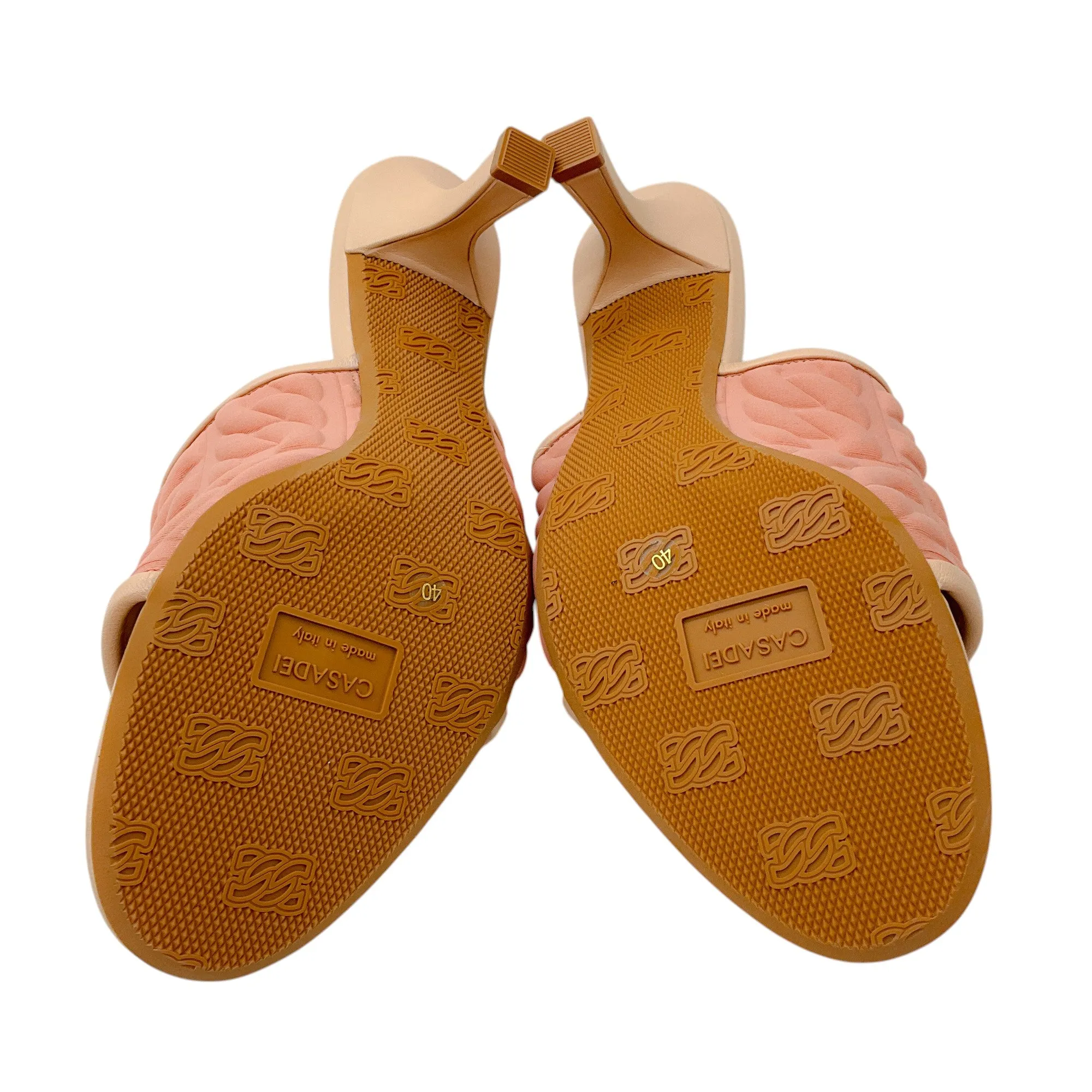 Casadei Peach Textured Scuba Mule Sandals