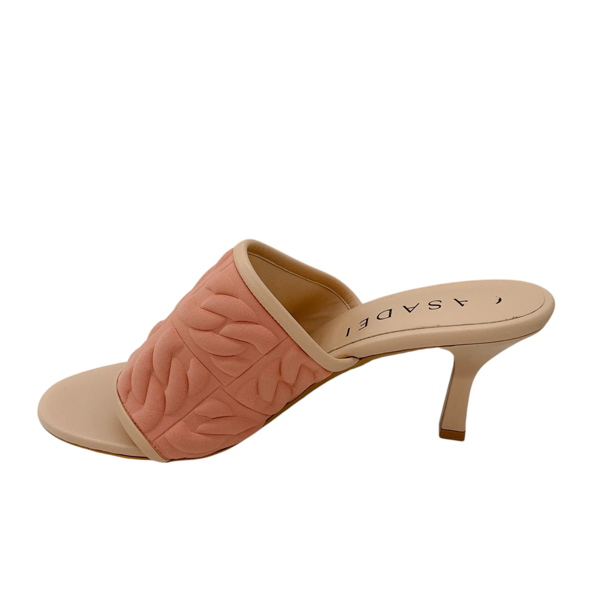Casadei Peach Textured Scuba Mule Sandals