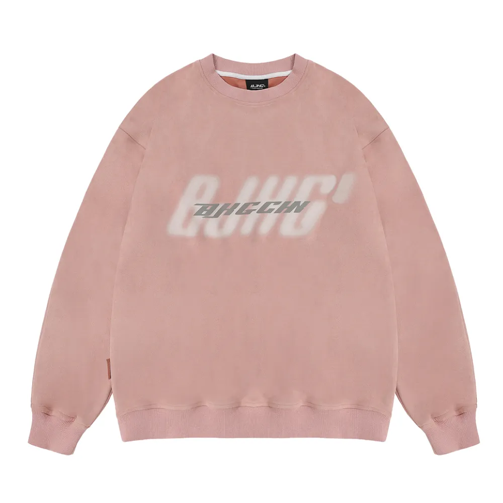 Casual Suede Reflective Letter Print Sweatshirt