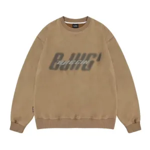 Casual Suede Reflective Letter Print Sweatshirt