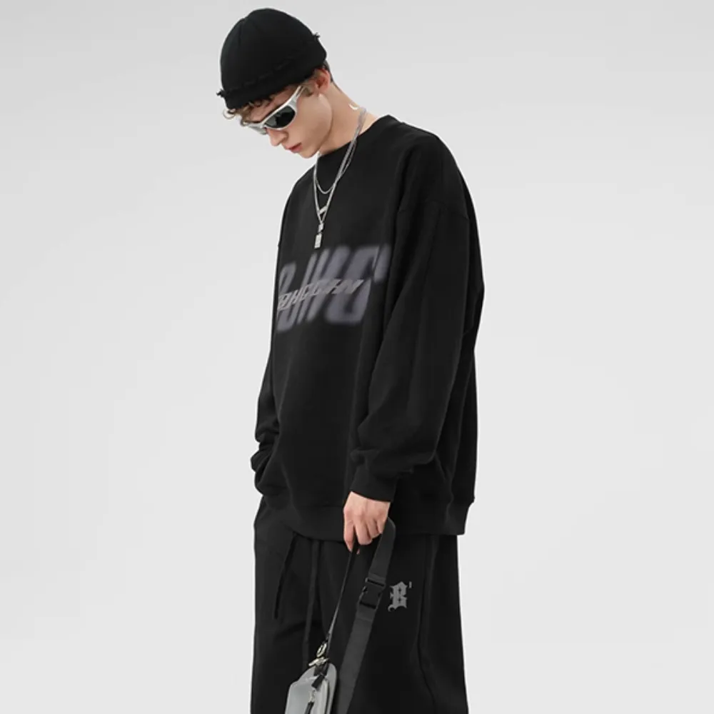 Casual Suede Reflective Letter Print Sweatshirt