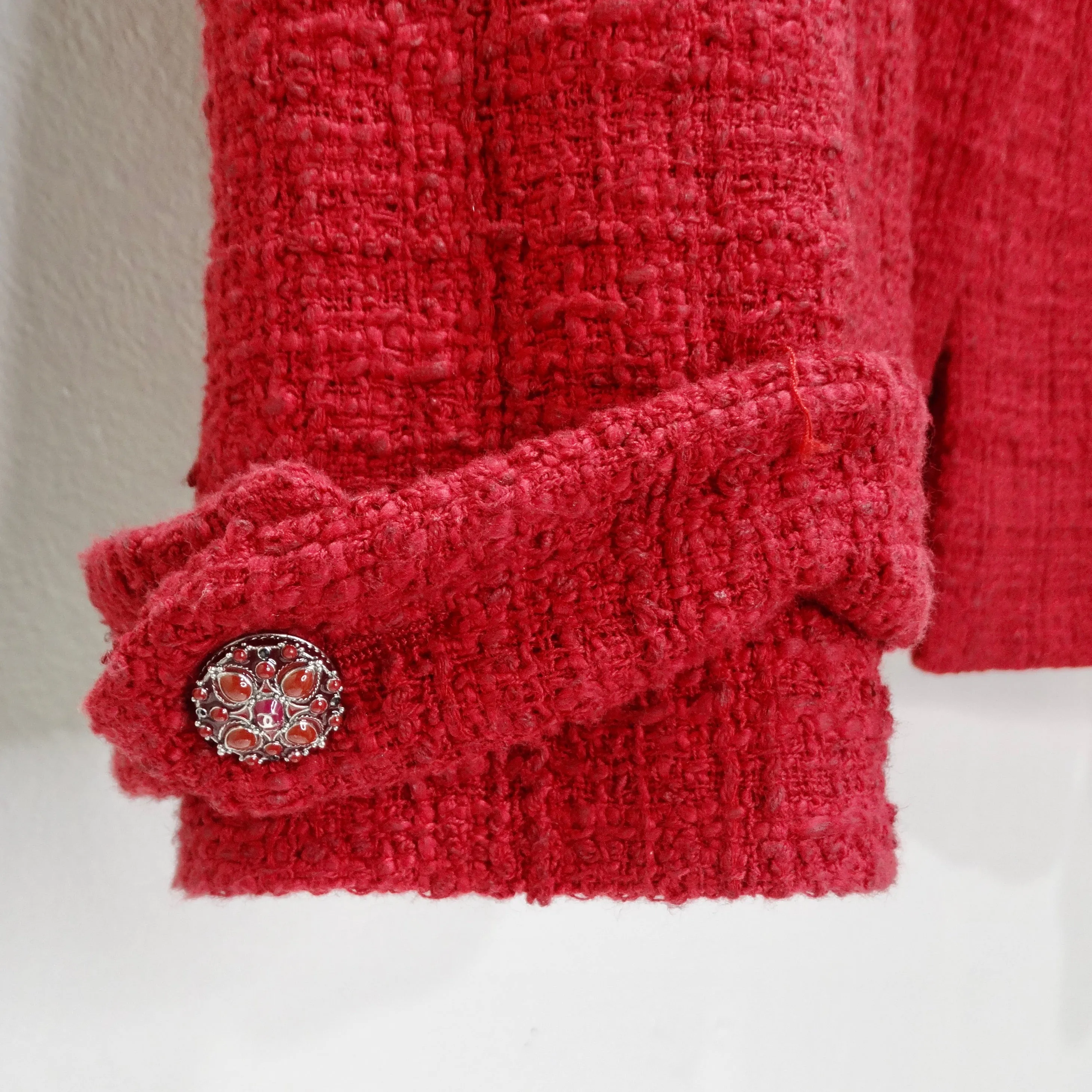 Chanel Métiers d'Art Red Tweed Jacket Blazer