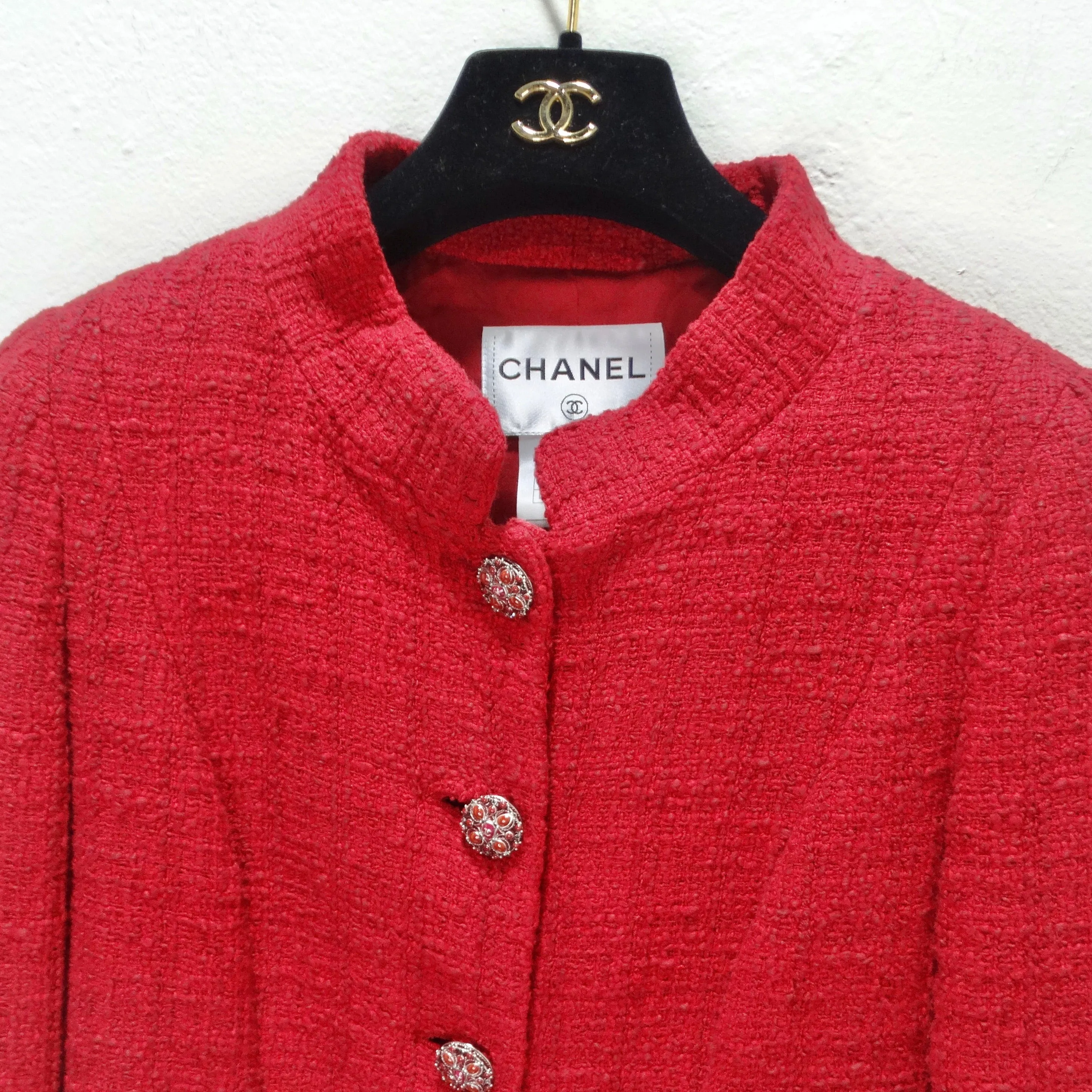 Chanel Métiers d'Art Red Tweed Jacket Blazer