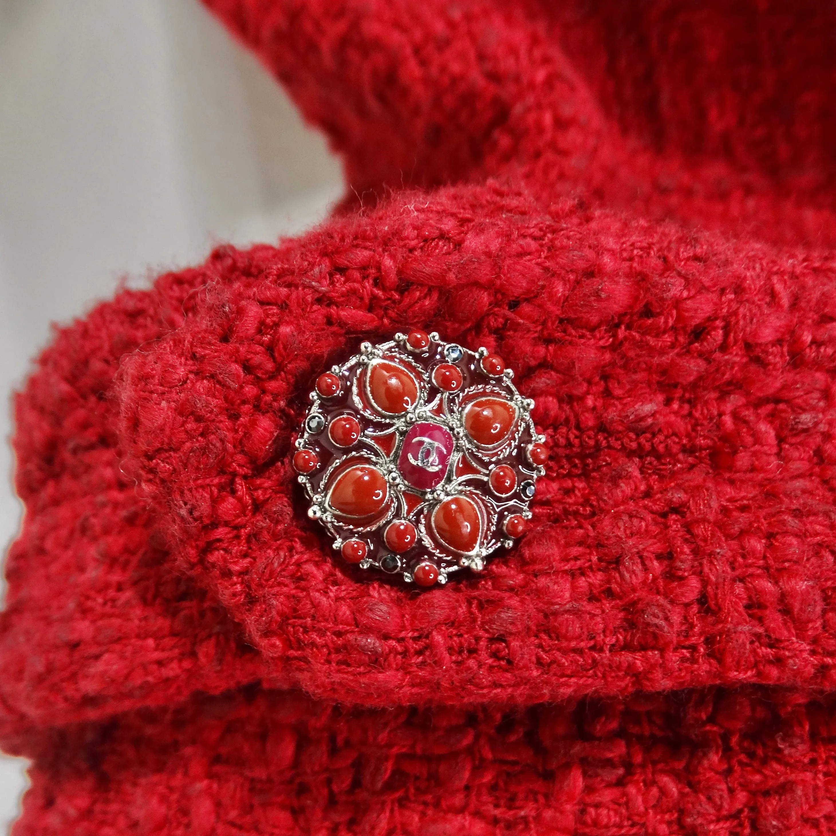 Chanel Métiers d'Art Red Tweed Jacket Blazer