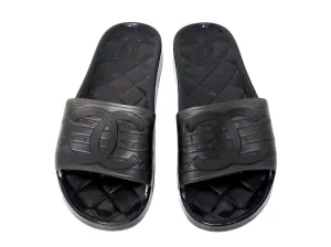 Chanel PVC Transparent Black Interlocking CC Logo Slides