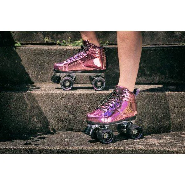 CHAYA VINTAGE PINK LASER ROLLER SKATES, NEW! JUST IN