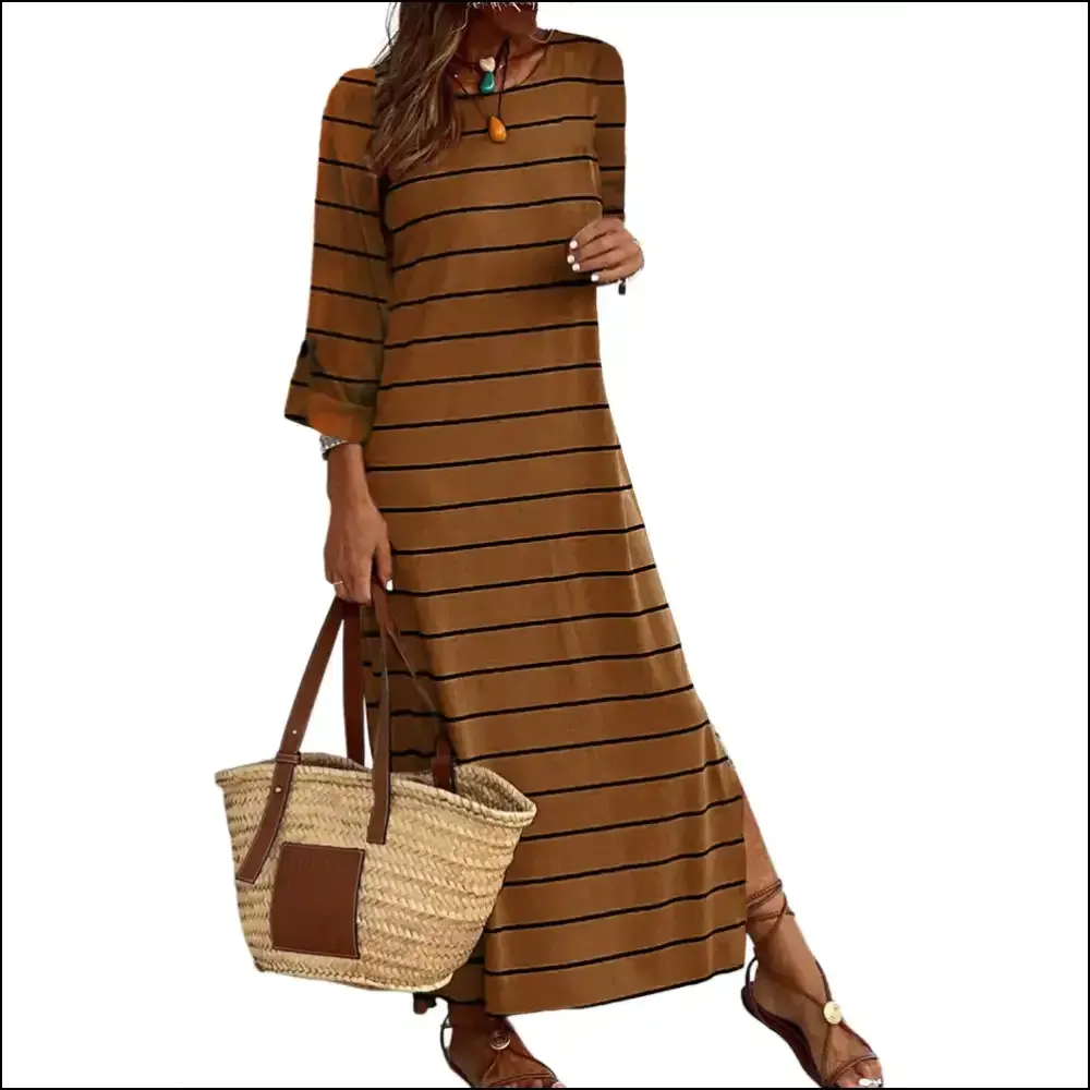 Chic Brown Striped Dress: Queen  & Ready to Rule (needful Things) 👑