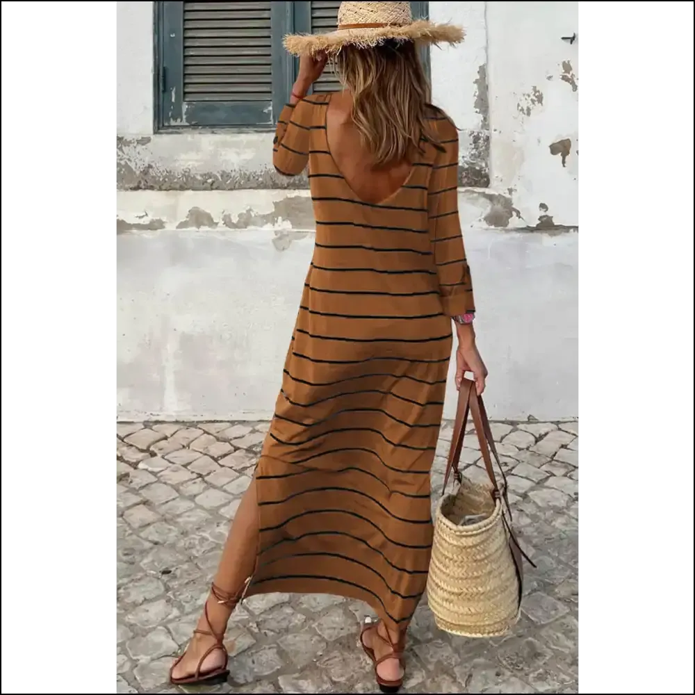 Chic Brown Striped Dress: Queen  & Ready to Rule (needful Things) 👑