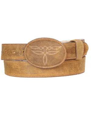 Cinto Vaquero de Piel Gamuza para Hombre con Hebilla Ovalada, 1 1/2" Ancho 'El General' - ID: 43191
