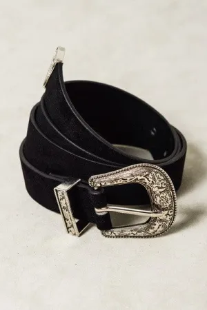 Classic Western Designed Buckle Belt In Black