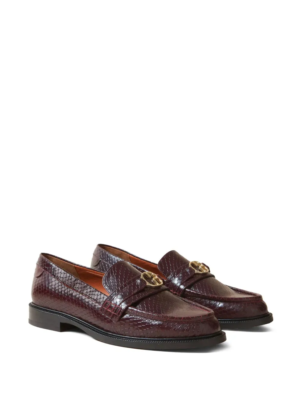 Claudie Pierlot CP-buckle snakeskin-effect loafers