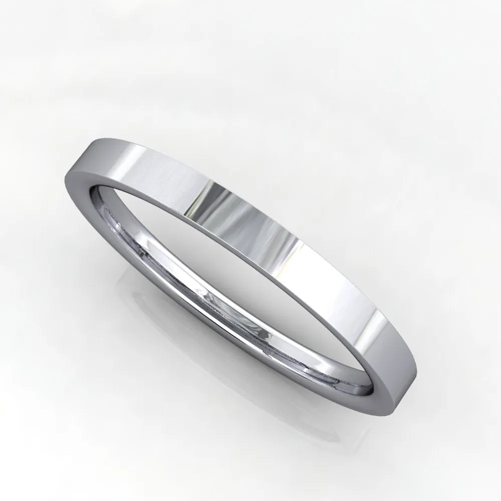 Comfort Fit Flat Wedding Band 2mm