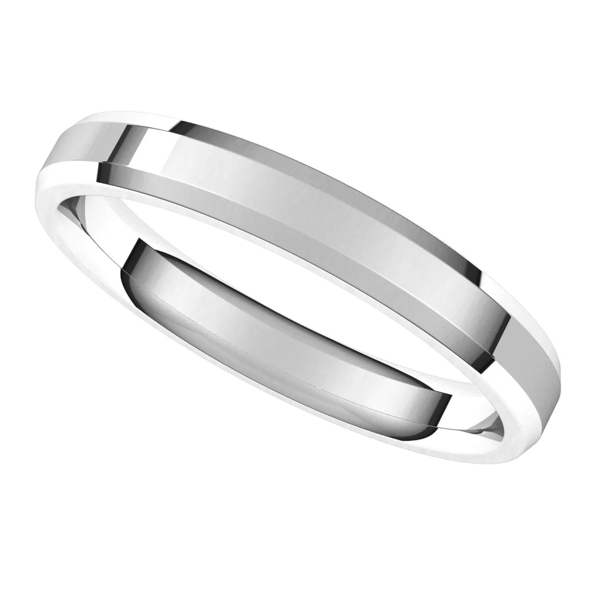 Continuum Sterling Silver 3 mm Beveled Edge Comfort Fit Light Band