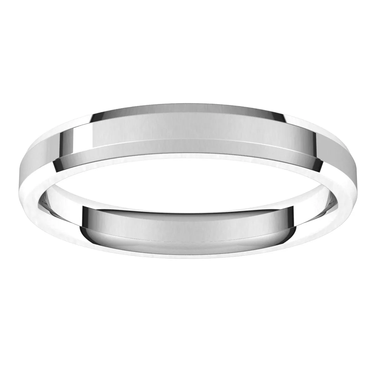 Continuum Sterling Silver 3 mm Beveled Edge Comfort Fit Light Band
