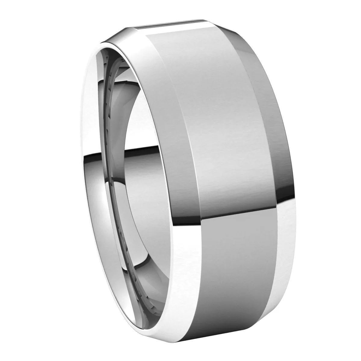 Continuum Sterling Silver 8 mm Beveled Edge Comfort Fit Light Band