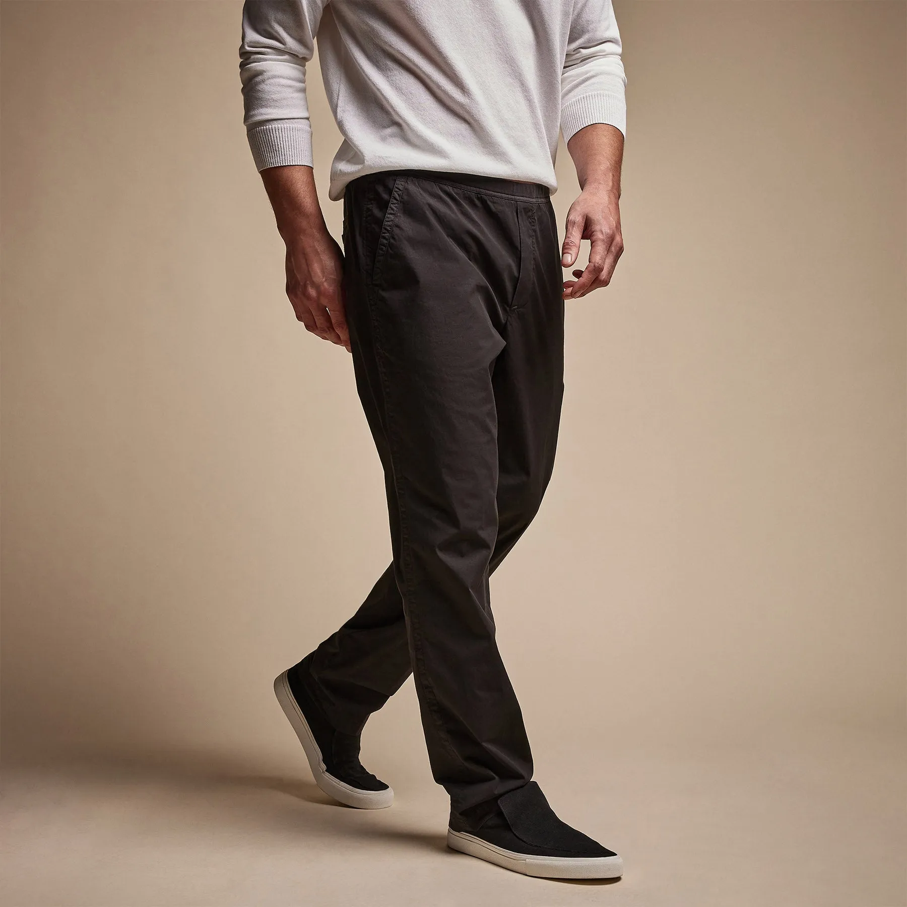 Cotton Linen Poplin Pant - Black