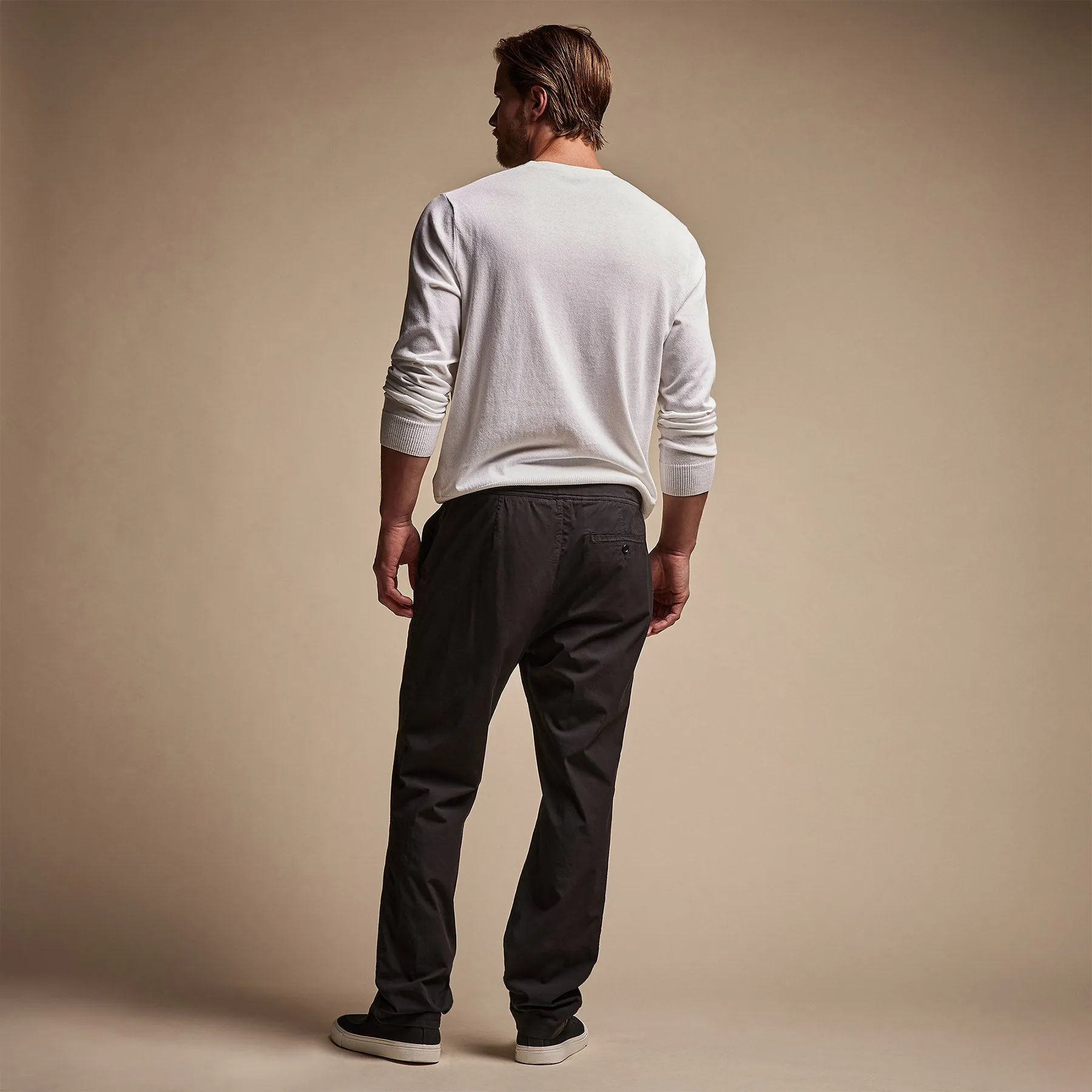 Cotton Linen Poplin Pant - Black