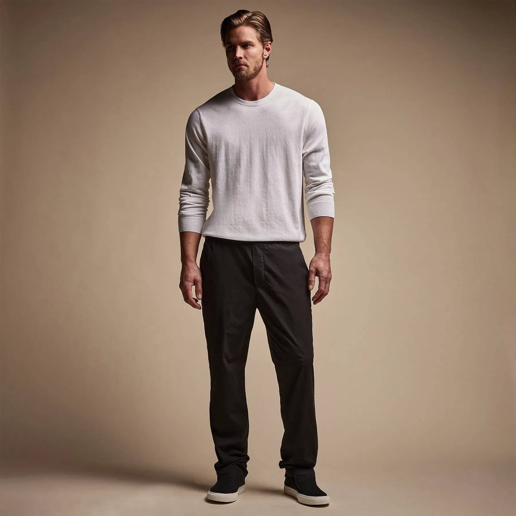 Cotton Linen Poplin Pant - Black
