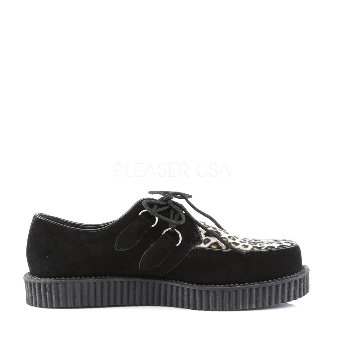 CREEPER-600  Black Suede-Cheetah Fur